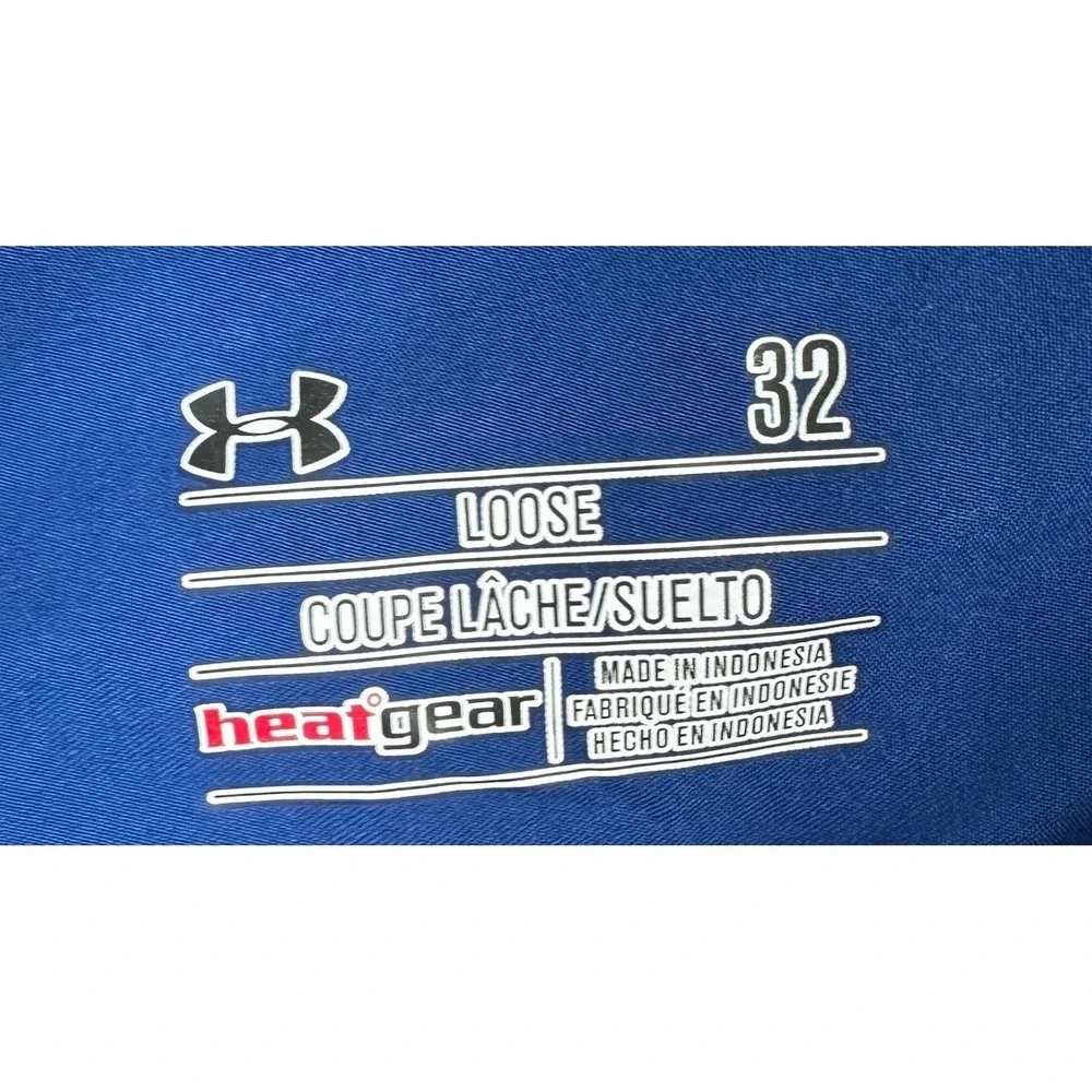 NEW Under Armour Swim Trunks Mens 32 Blue HeatGear Drawstring Logo Board Shorts